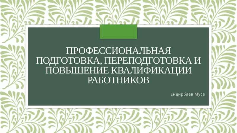 Понятие профессиональной подготовки, переподготовки и повышения квалификации работников 1