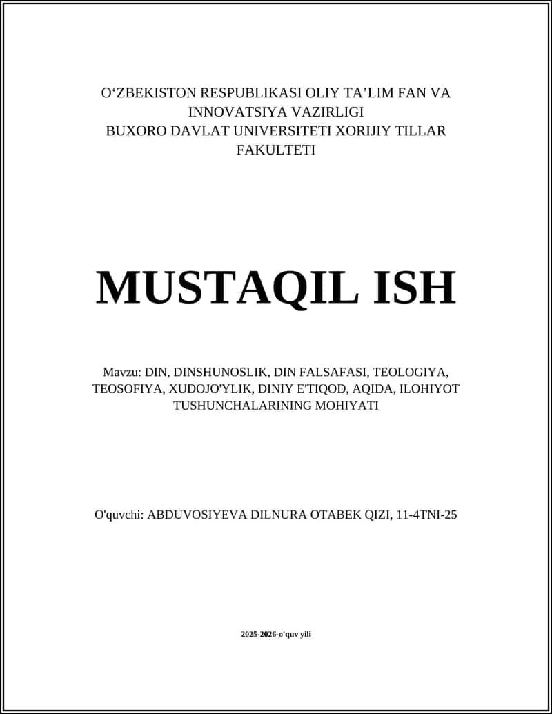 Dinning ta'rif va uning asosiy elementlari 1