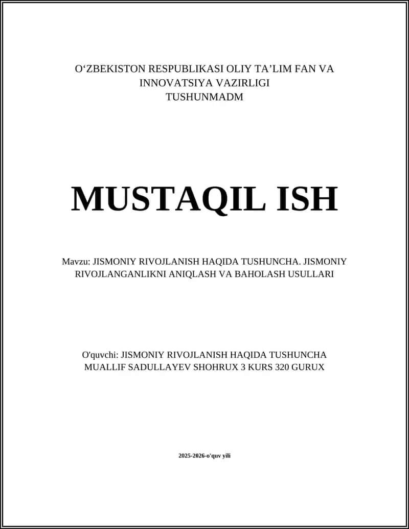 Jismoniy rivojlanish haqida tushuncha 1