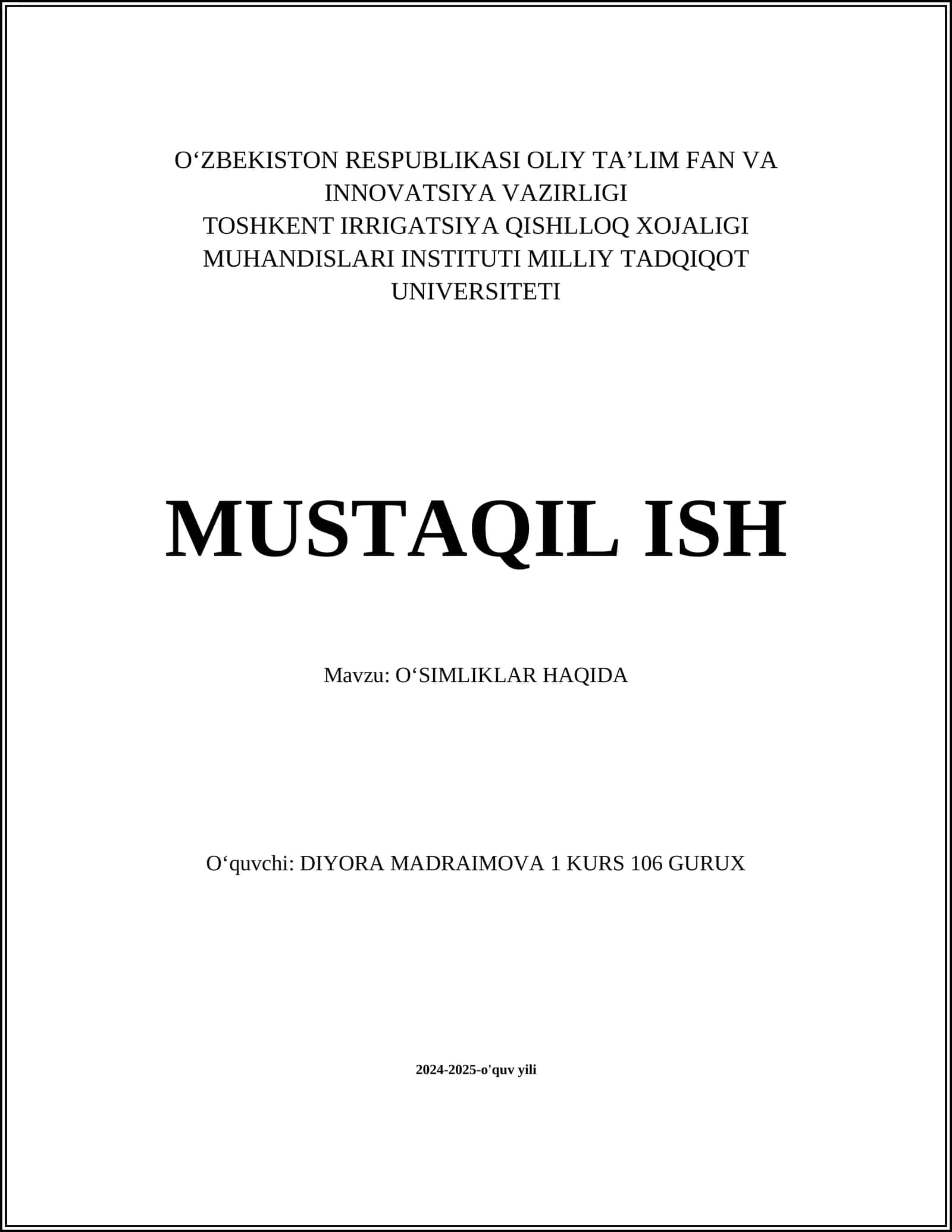 O'simliklar haqida 1