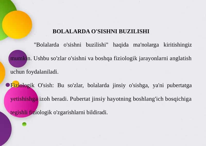 Bolalarda O'sishni Buzilishi 1