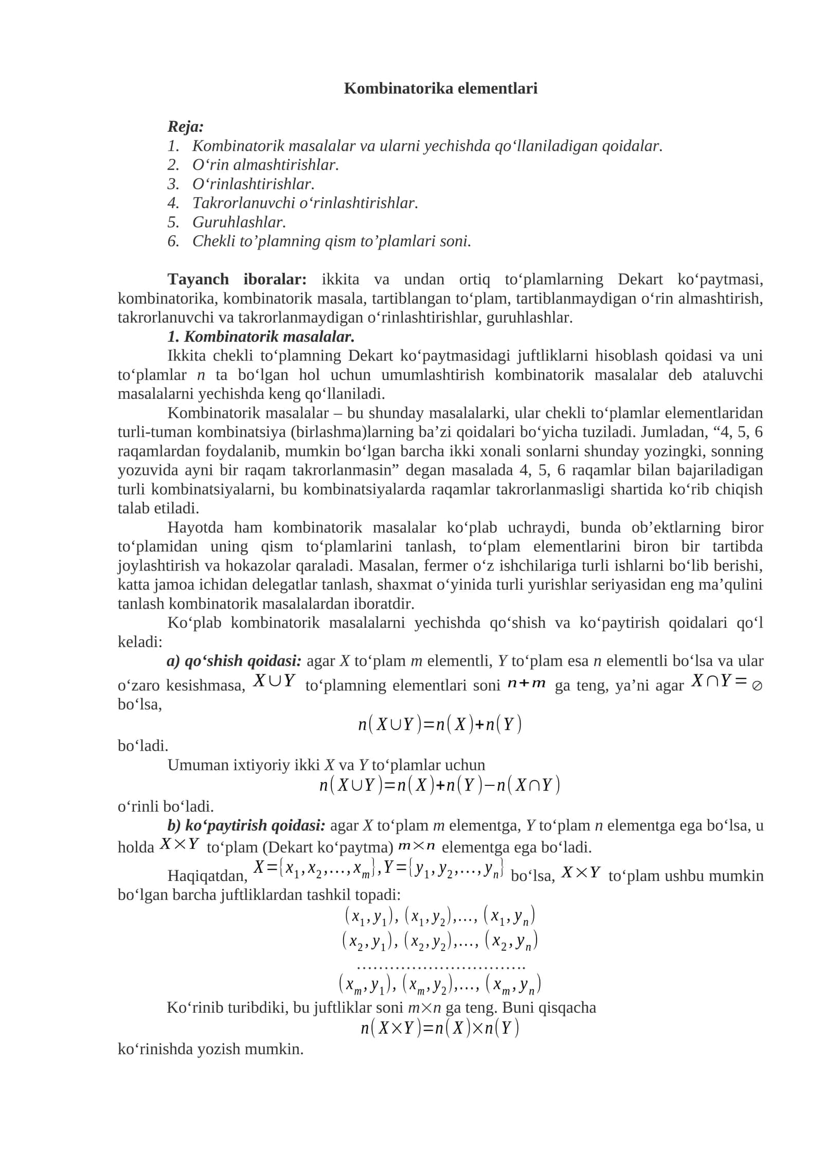 Kombinatorika elementlari 1