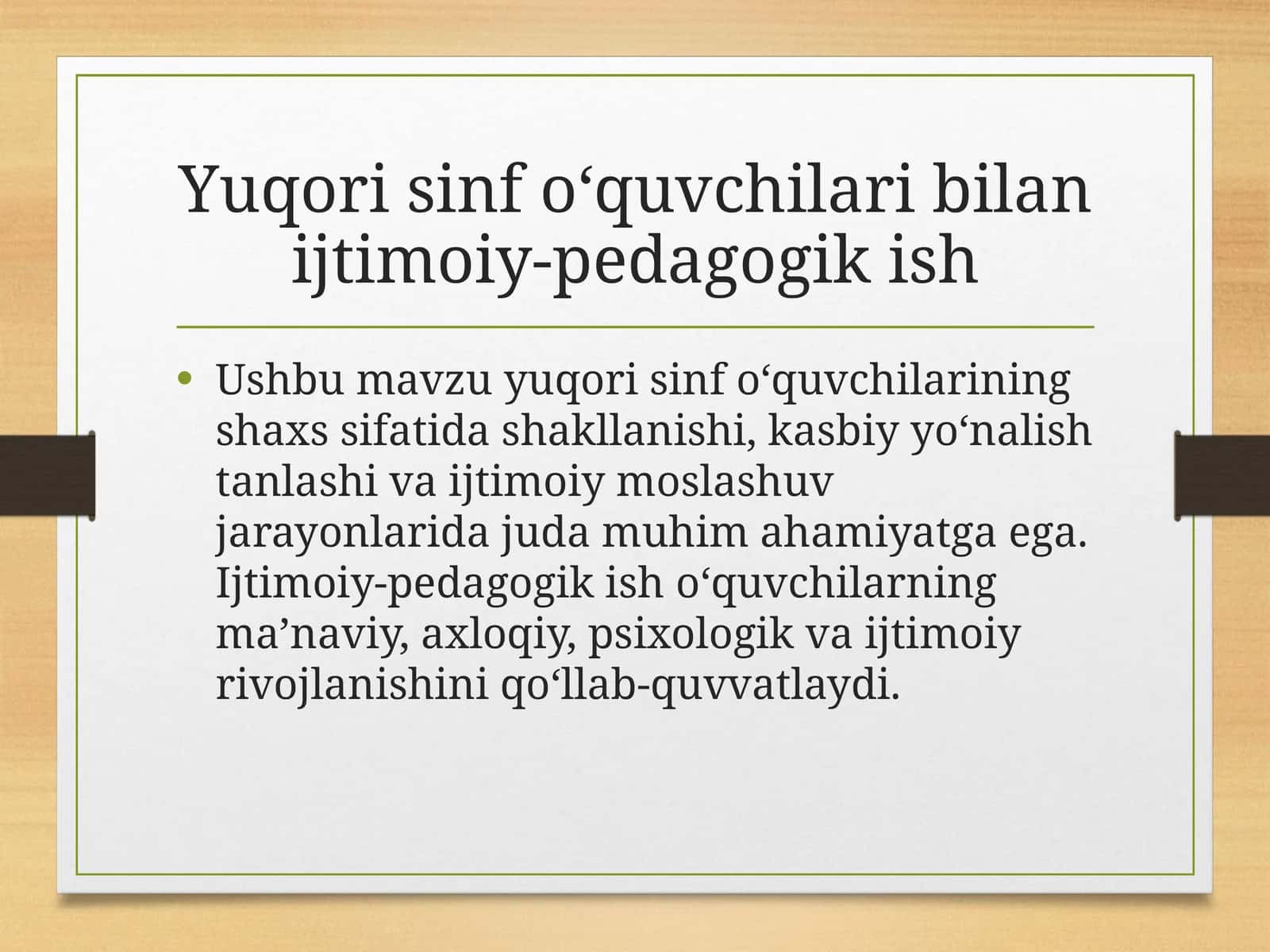 Yuqori sinf o‘quvchilari bilan ijtimoiy-pedagogik ish 1