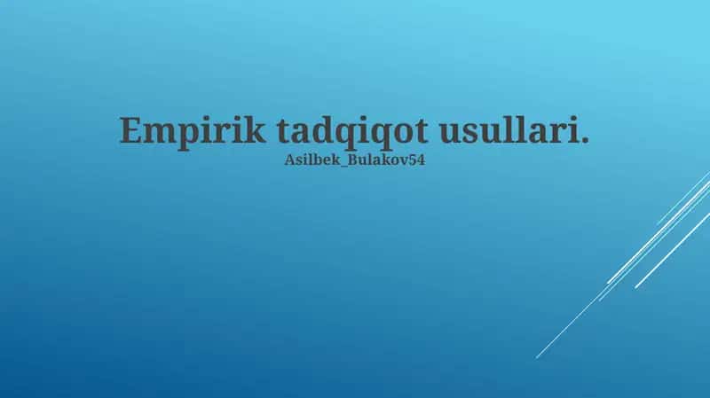 Empirik tadqiqot usullari 1