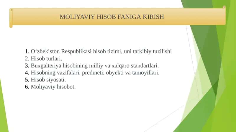 MOLIYAVIY HISOB FANIGA KIRISH 1