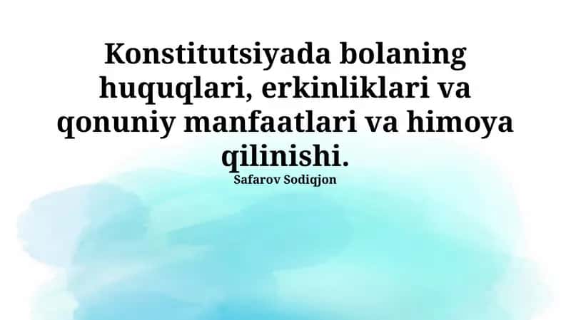 Bolalar huquqlari: Konstitutsiyaviy kafolatlar 1
