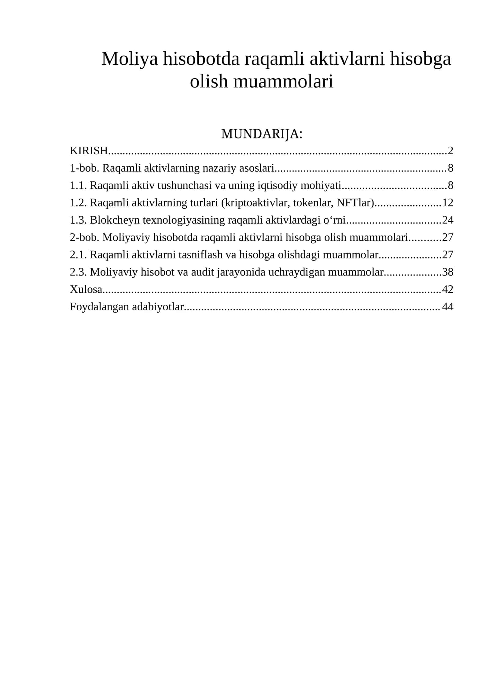 Raqamli aktivlarni hisobga olish muammolari 1