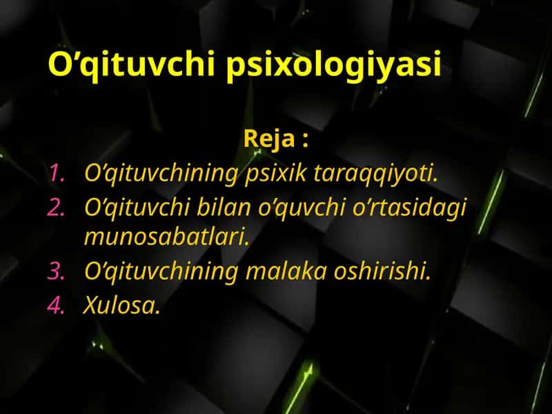 O’qituvchi Psixologiyasi 1