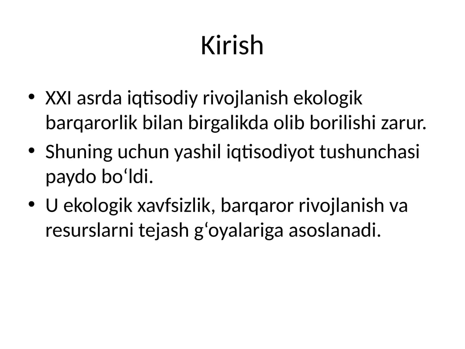 Yashil iqtisodiyotning paydo bo'lishi 1