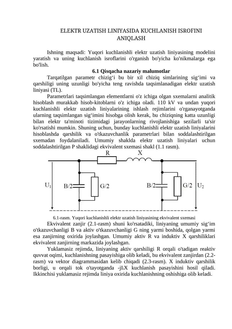 Elektr uzatish liniyasi kuchlanishi 1