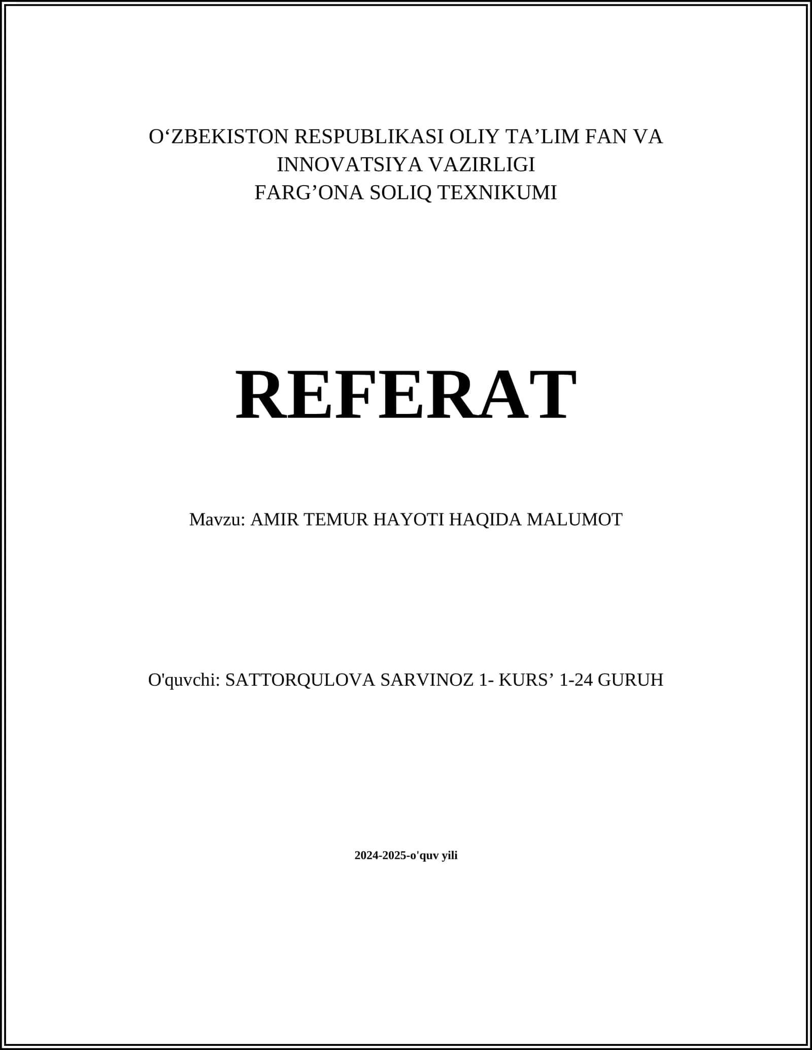Amir Temur Hayoti Haqida Malumot 1