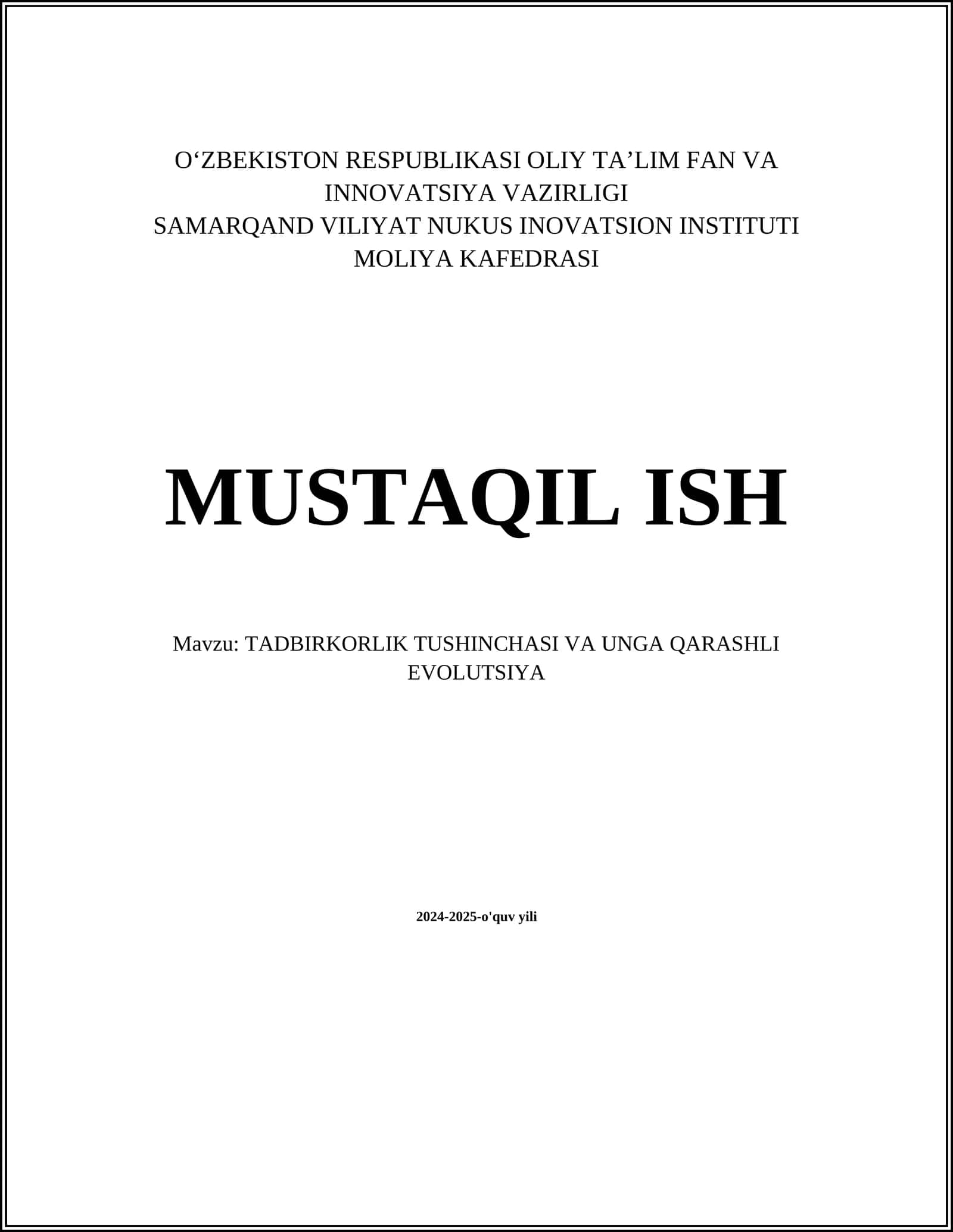 Tadbiqo’rlik tushunchasi 1