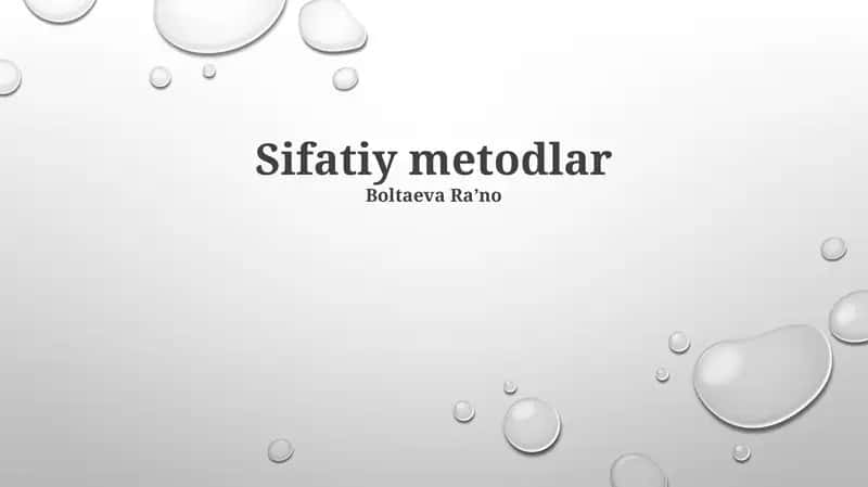 Sifatiy metodlar 1