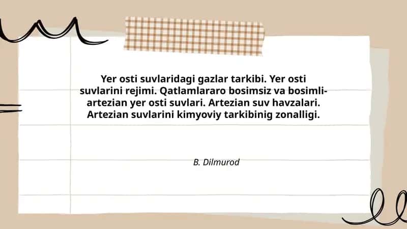 Yer osti suvlaridagi gazlar tarkibi 1