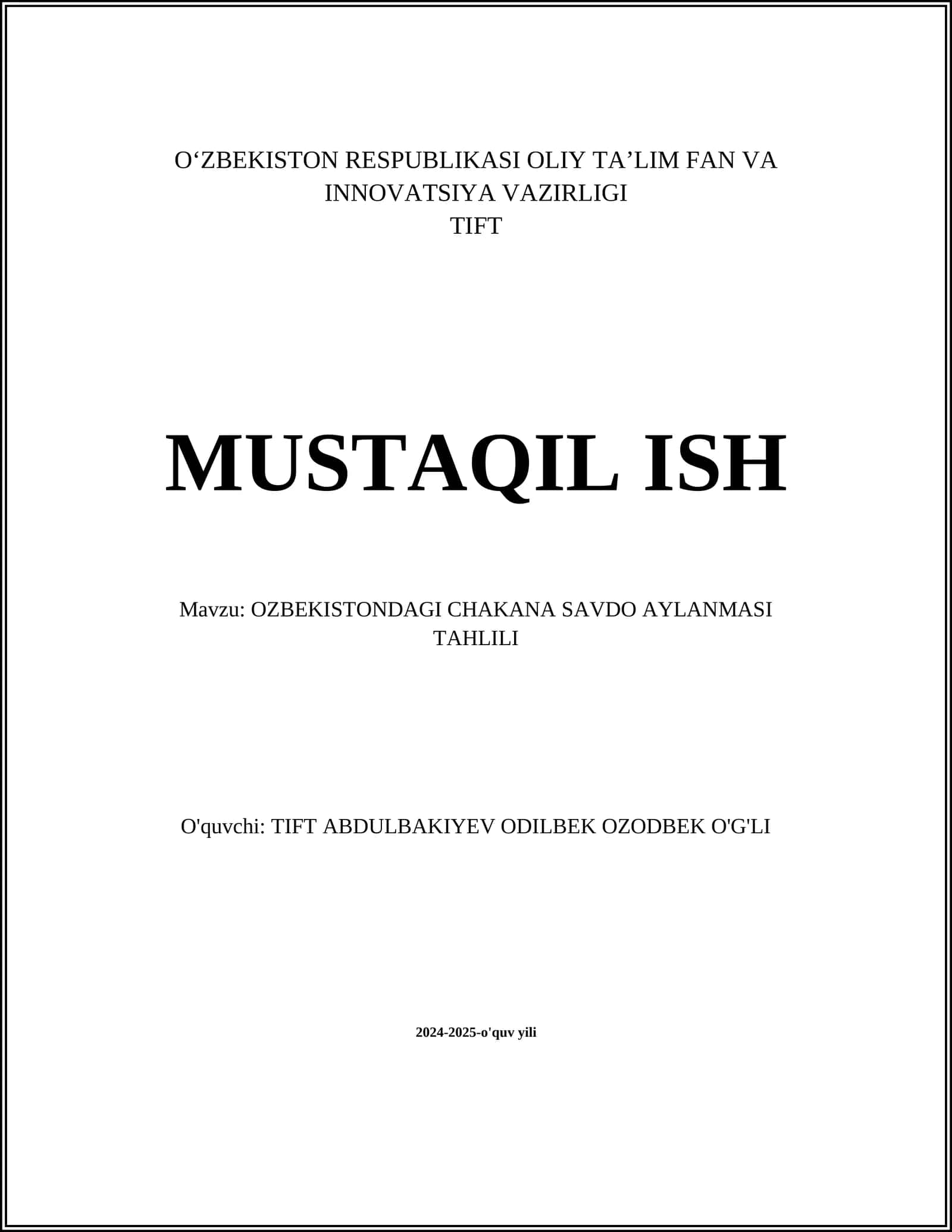 OZBEKISTONDAGI CHAKANA SAVDO AYLANMASI TAHLILI 1