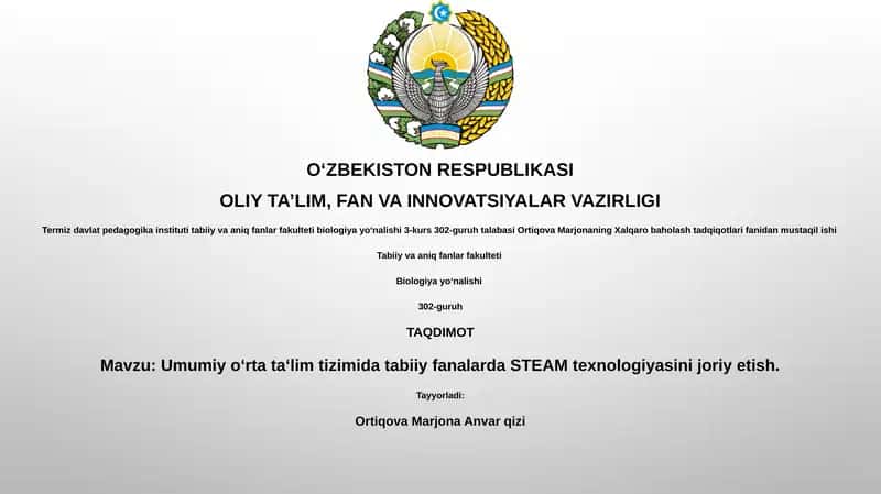 Umumiy oʻrta taʻlimdagi STEAM texnologiyalari 1