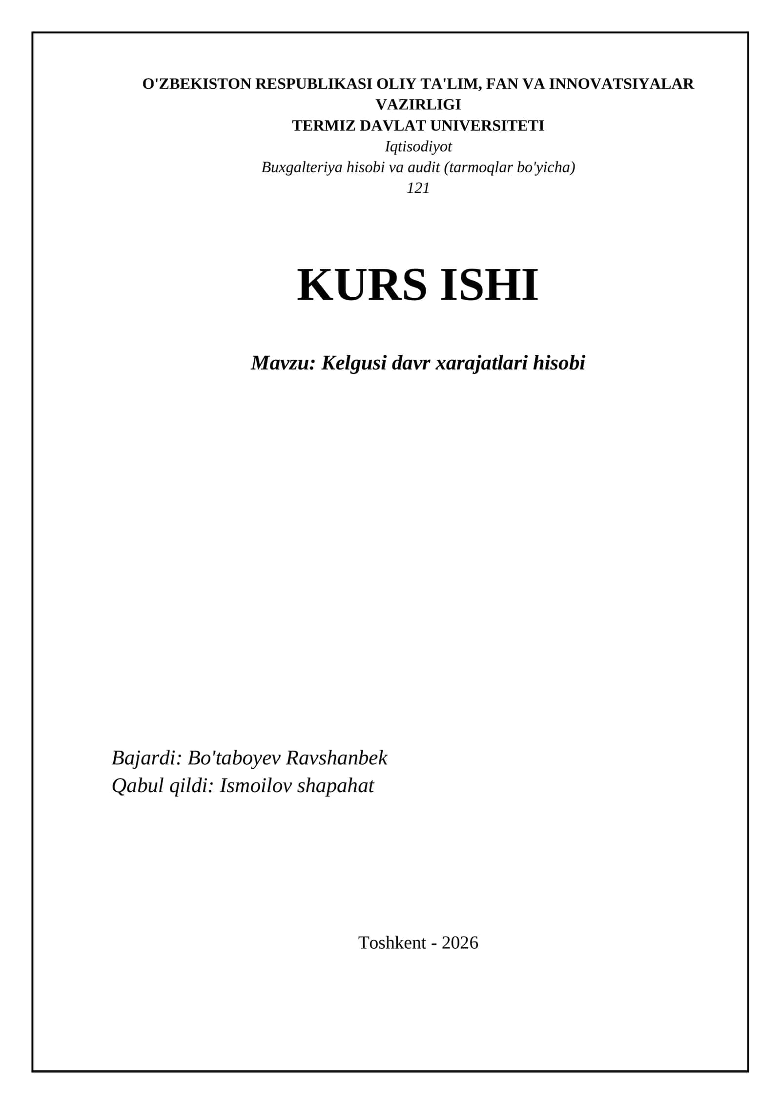 Kelgusi davr xarajatlari hisobi 1