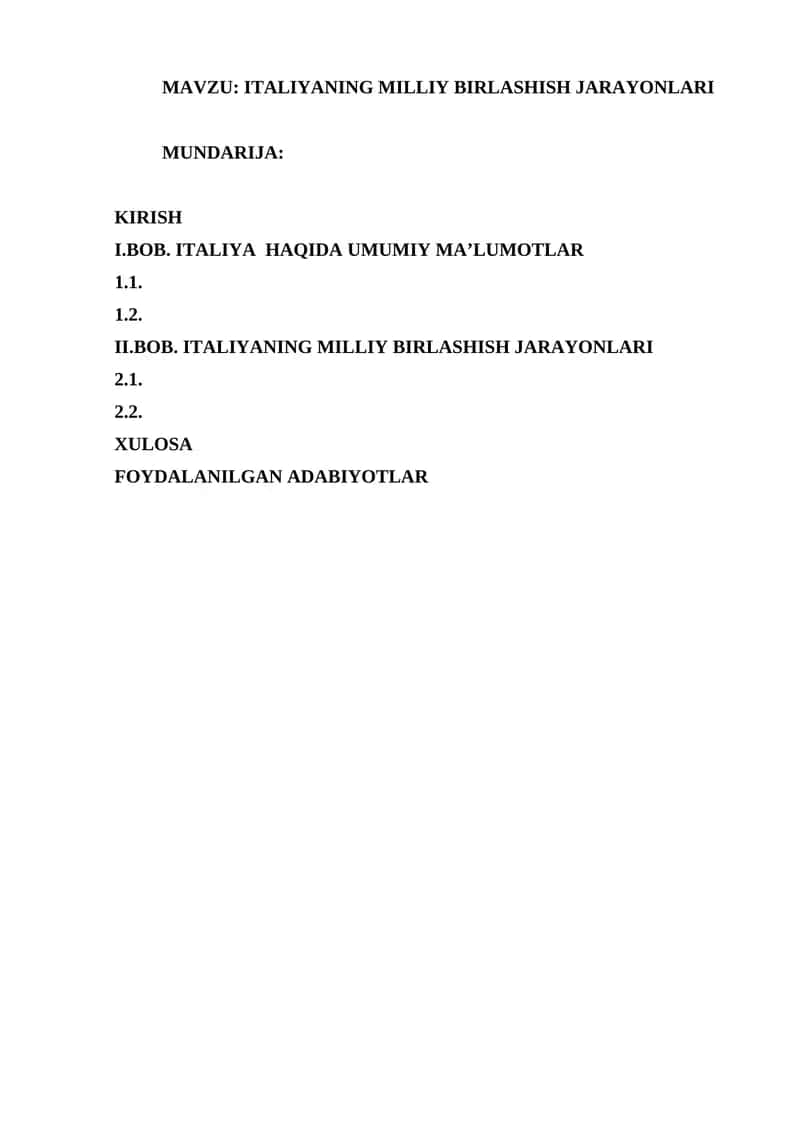 ITALIYANING MILLIY BIRLASHISH JARAYONLARI 1