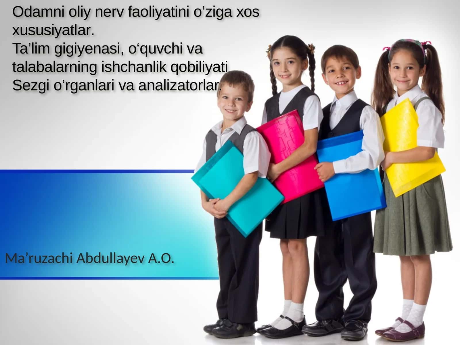 Одамни олиy нерв фаолиятини o’зига xос xусусиятлар.Ta’limgigiyenasi,o‘quvchivatalabalarningishchanlikqobiliyatiSezgio’rganlarivaanalizatorlar 1
