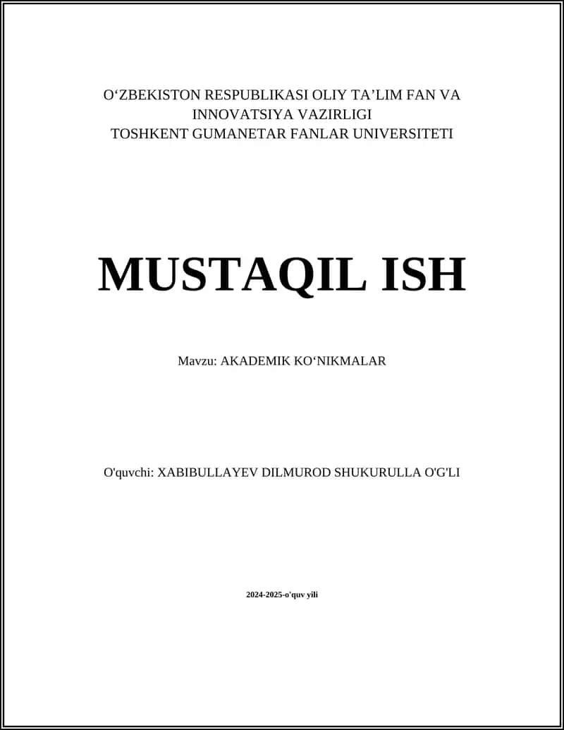 AKADEMIK KOʻNIKMALAR 1