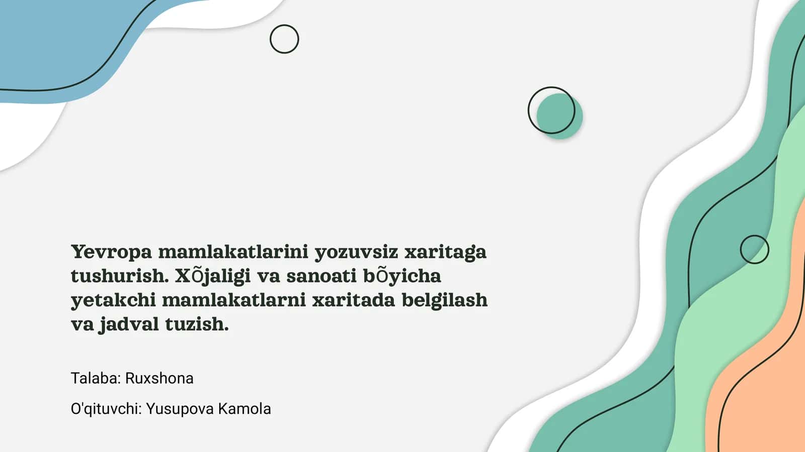 Yevropa mamlakatlarini yozuvsiz xaritaga tushurish 1