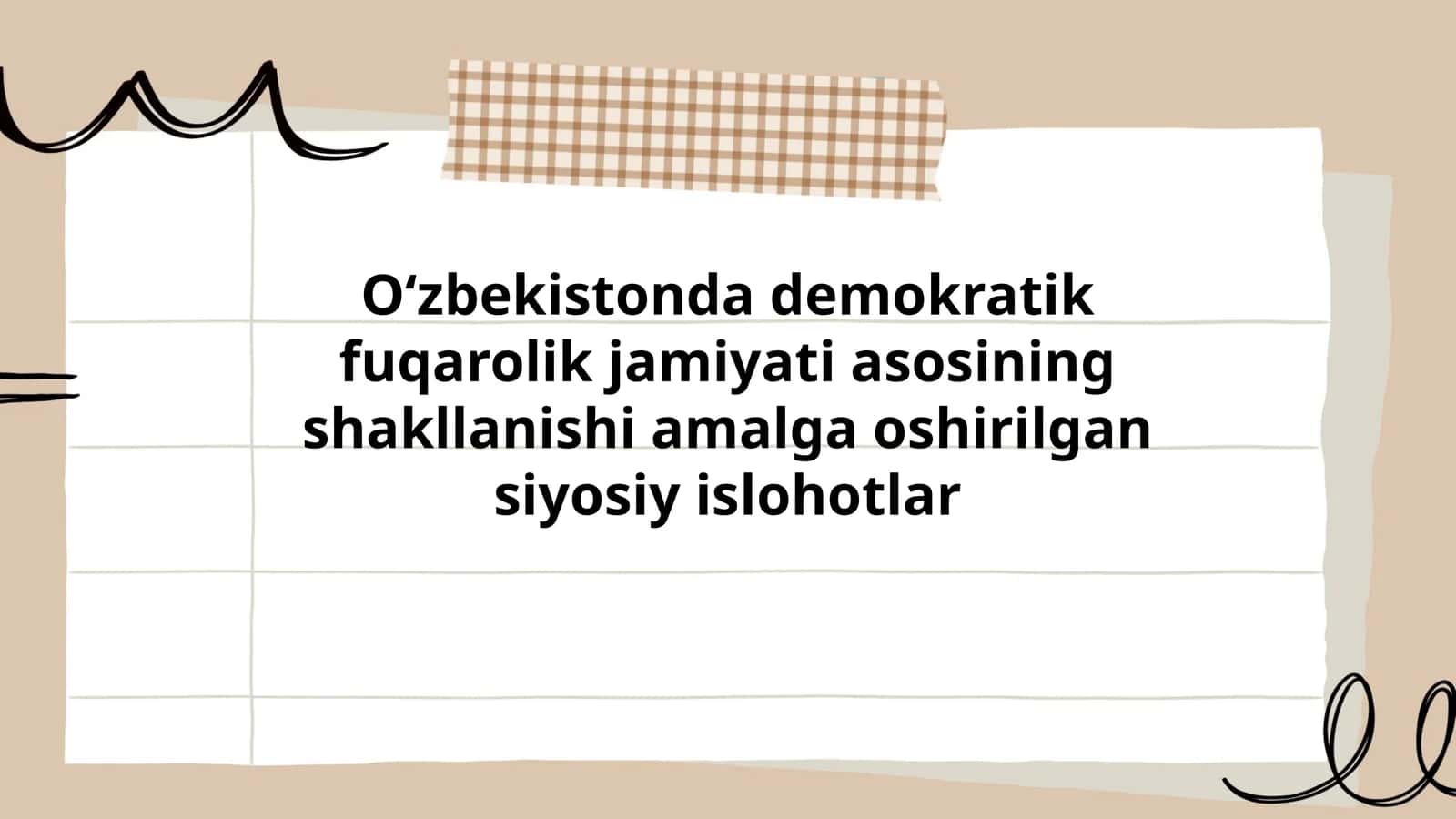 Oʻzbekistonda demokratik fuqarolik jamiyati asosining shakllanishi amalga oshirilgan siyosiy islohotlar 1