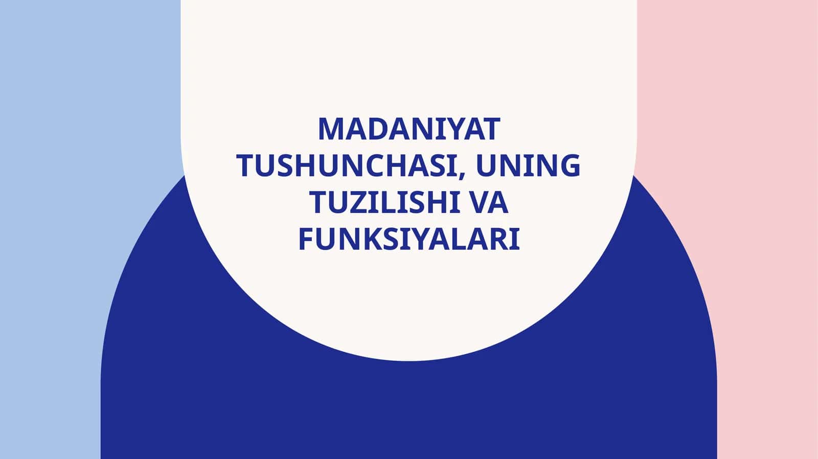 Madaniyat tushunchasi, uning tuzilishi va funksiyalari 1