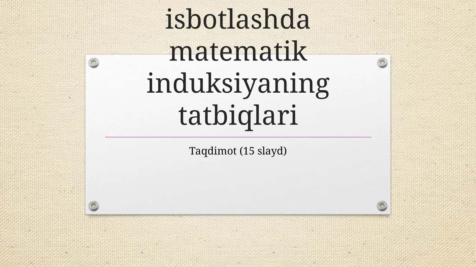 Geometrik isbotlashda matematik induksiyaning tatbiqlari 1