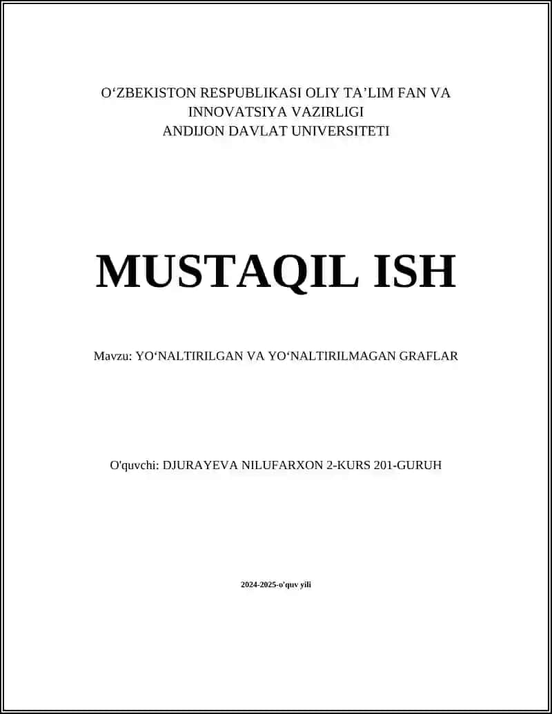 Yoʻnaltirilgan va yoʻnaltirilmagan graf