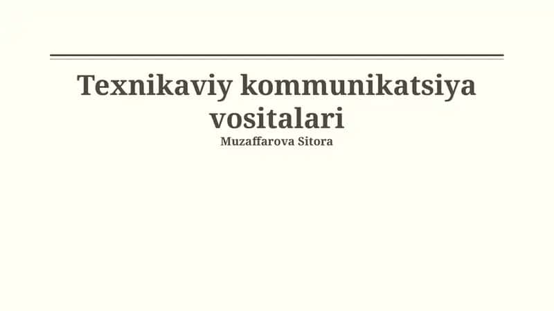 Texnik Kommunikatsiya Vositalari 1