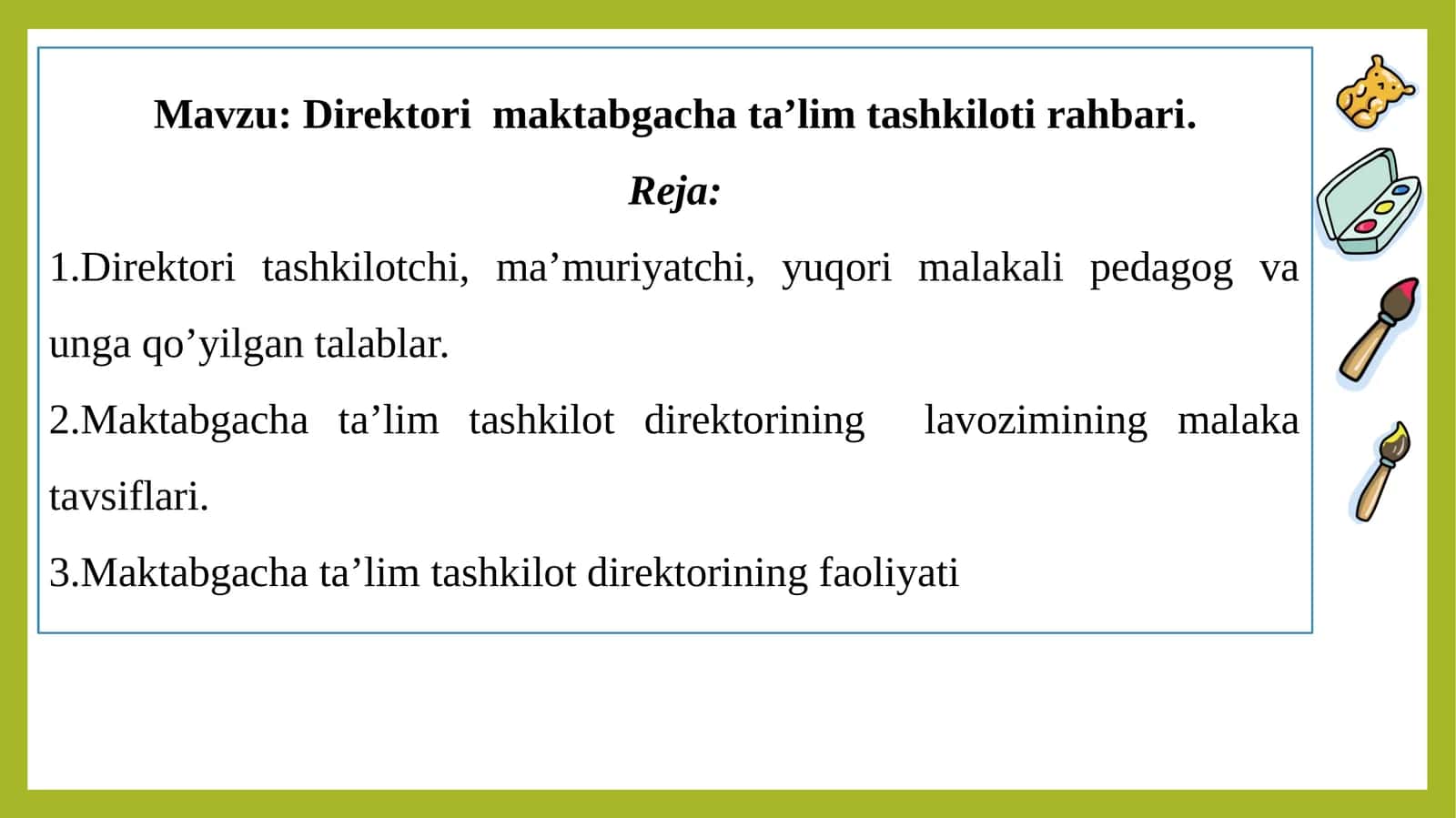 Direktori maktabgacha ta’lim tashkiloti rahbari 1
