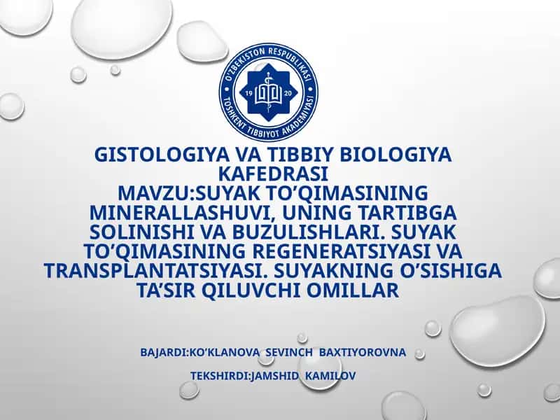 GISTOLOGIYA VA TIBBIY BIOLOGIYA 1