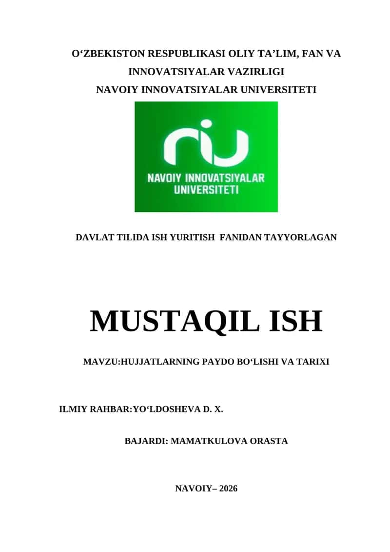HUJJATLARNING PAYDO BO‘LISHI VA TARIXI 1