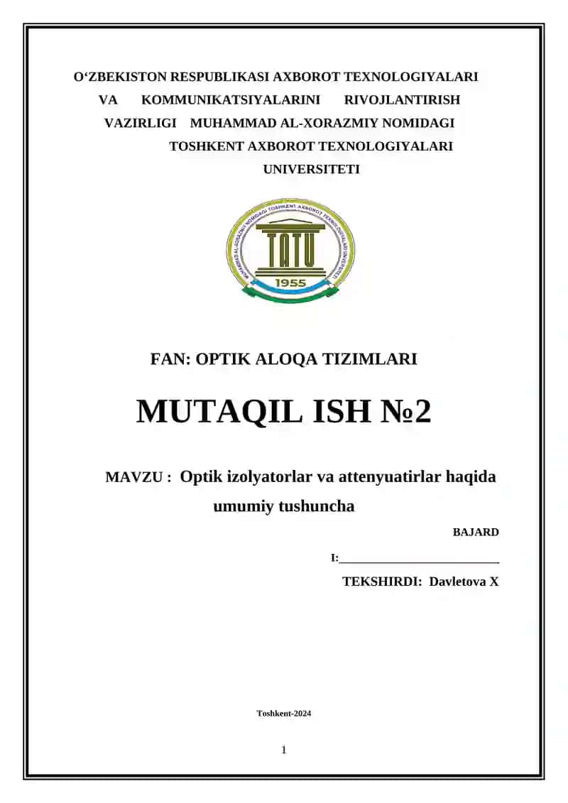 Optik izolyatorlar va attenyuatirlar haqida umumiy tushuncha