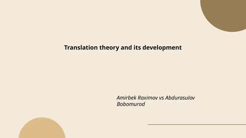 Translation theory and its development 1
