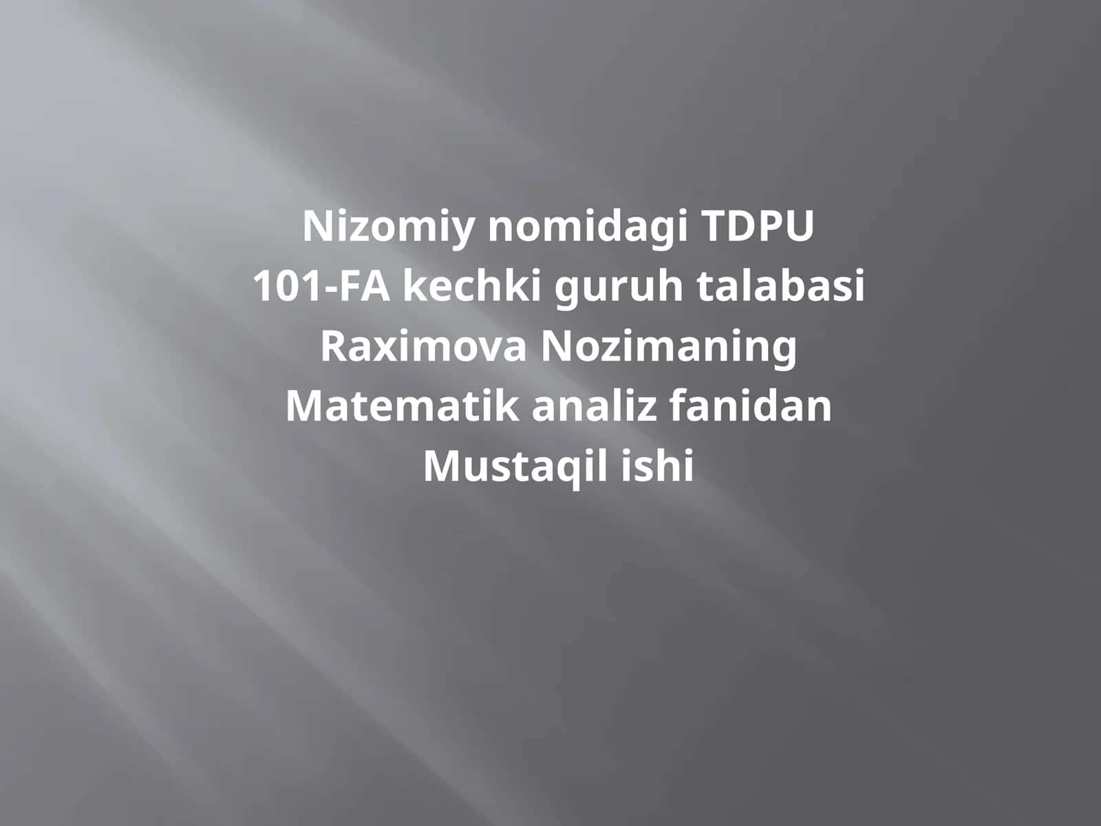 Nizomiynomidagi TDPU 1