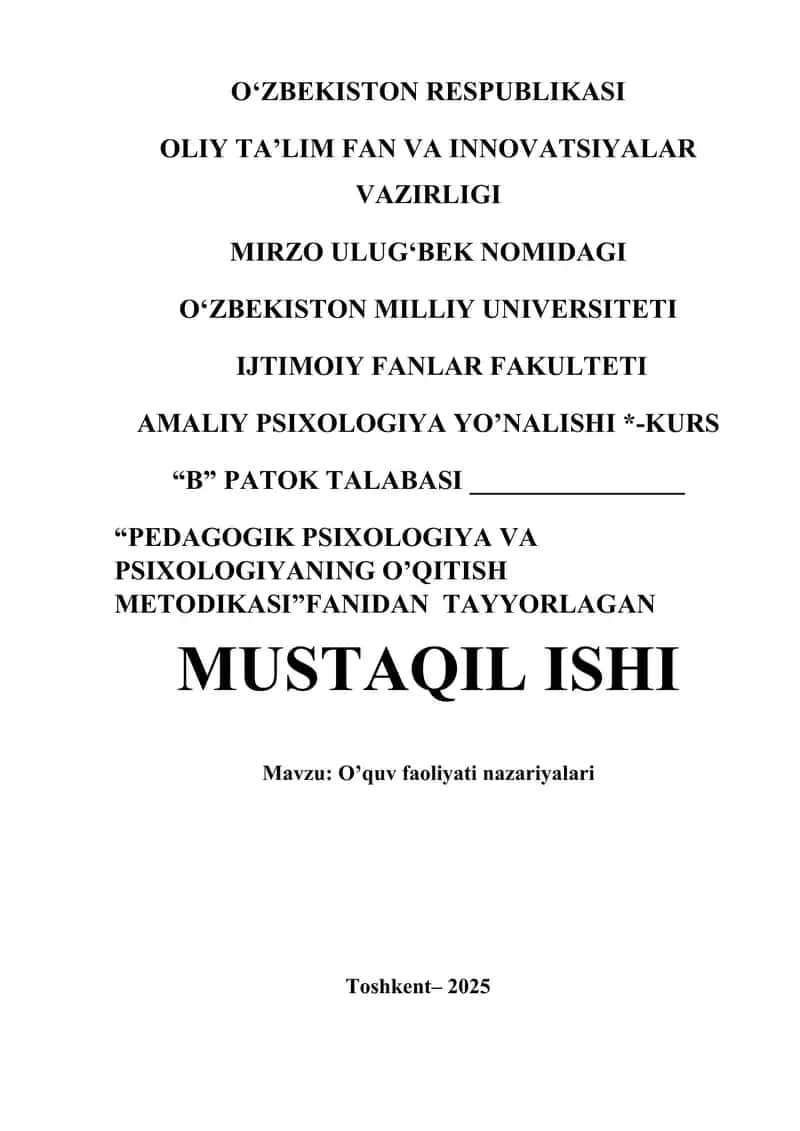 O’quv faoliyati nazariyalari 1