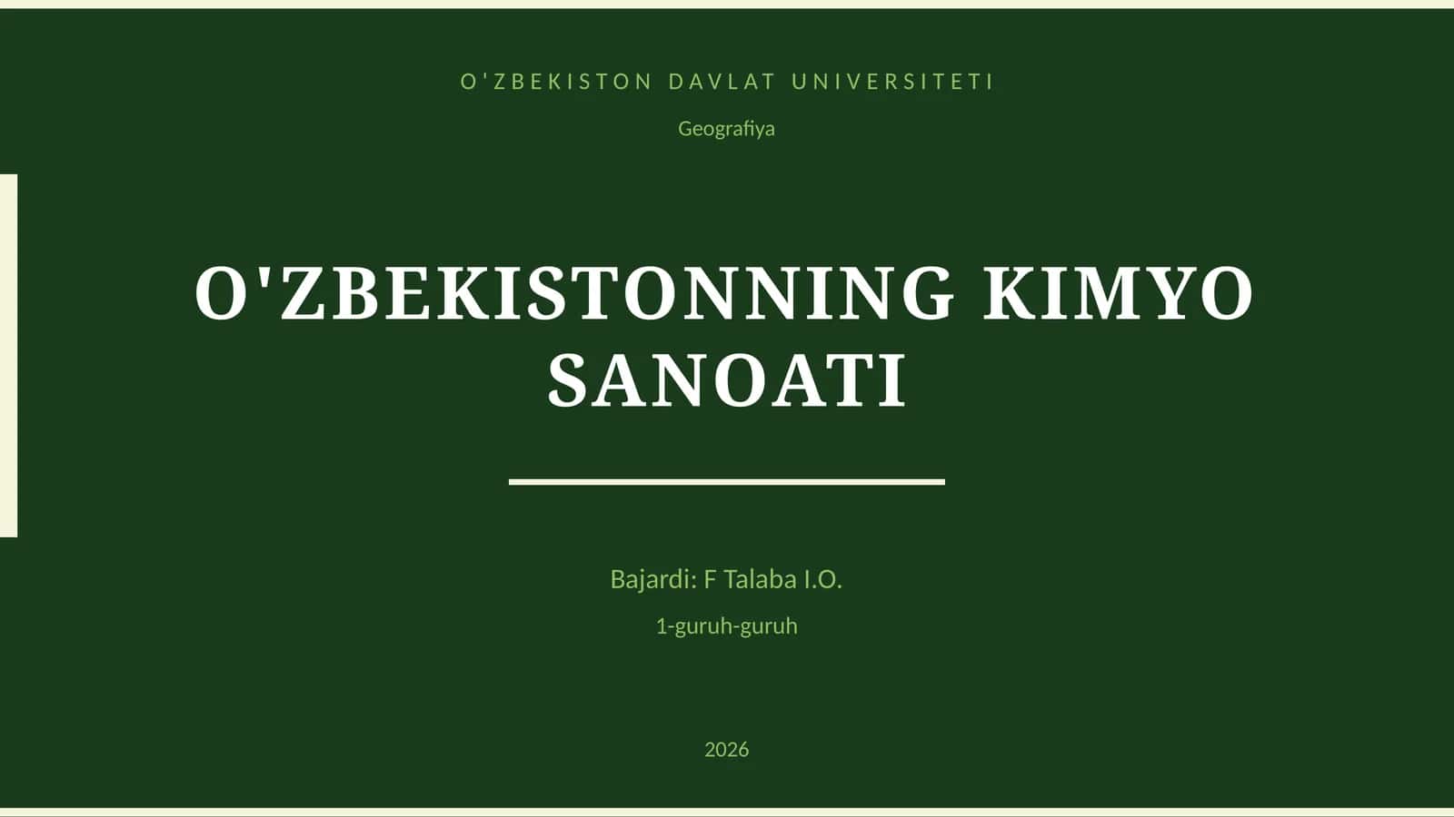 O'ZBEKISTONNING KIMYO SANOATI 1