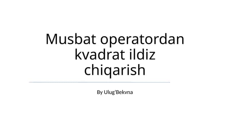 Kvadrat ildiz chiqarish 1