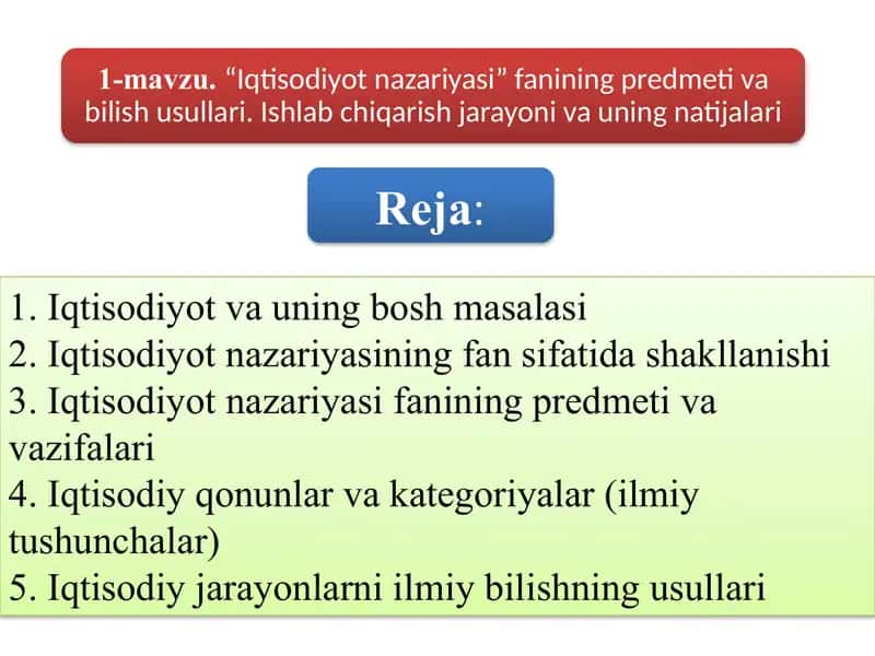 Iqtisodiyotning boshmasalasi 1