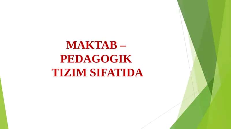 Pedagogik Tizim va Boshqarish 1