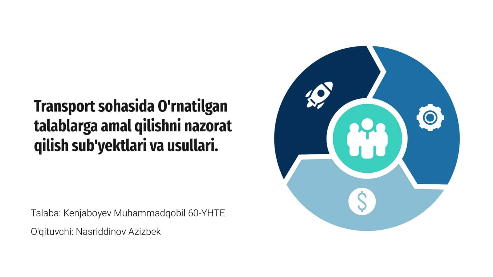 Transport sohasida O'rnatilgan talablarga amal qilishni nazorat qilish sub'yektlari va usullari 1