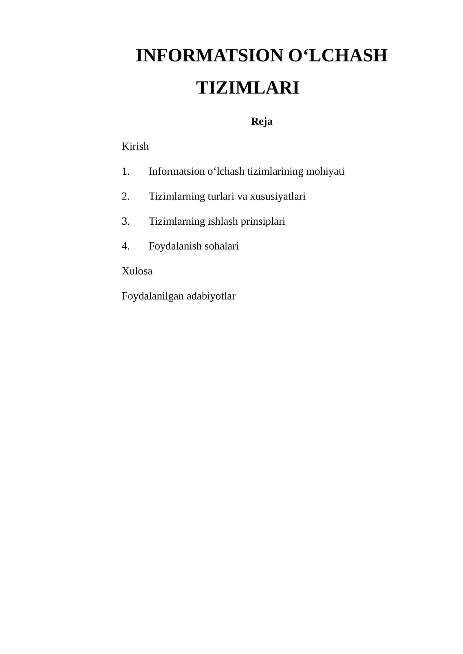 Informatsion oʻlchash tizimlari 1