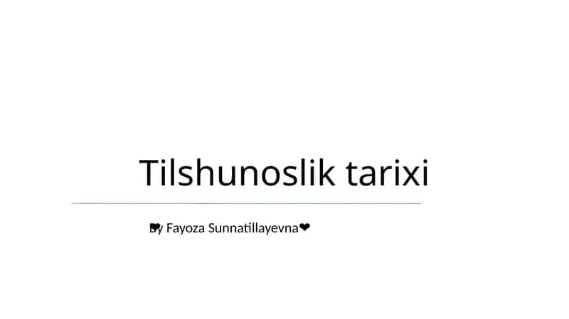 Tilshunoslik tarixi 1