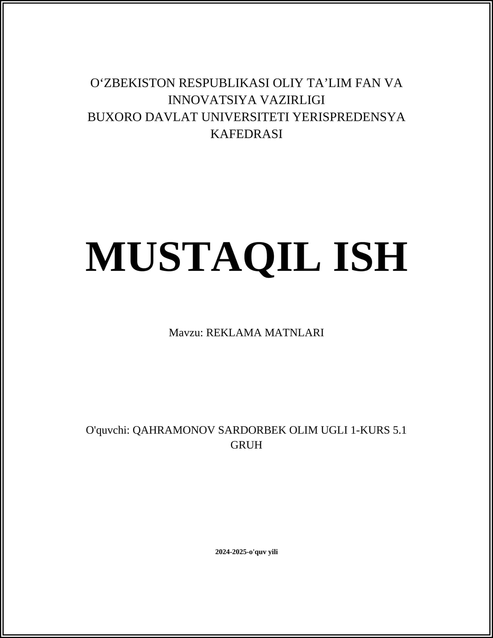 REKLAMA MATNLARI 1