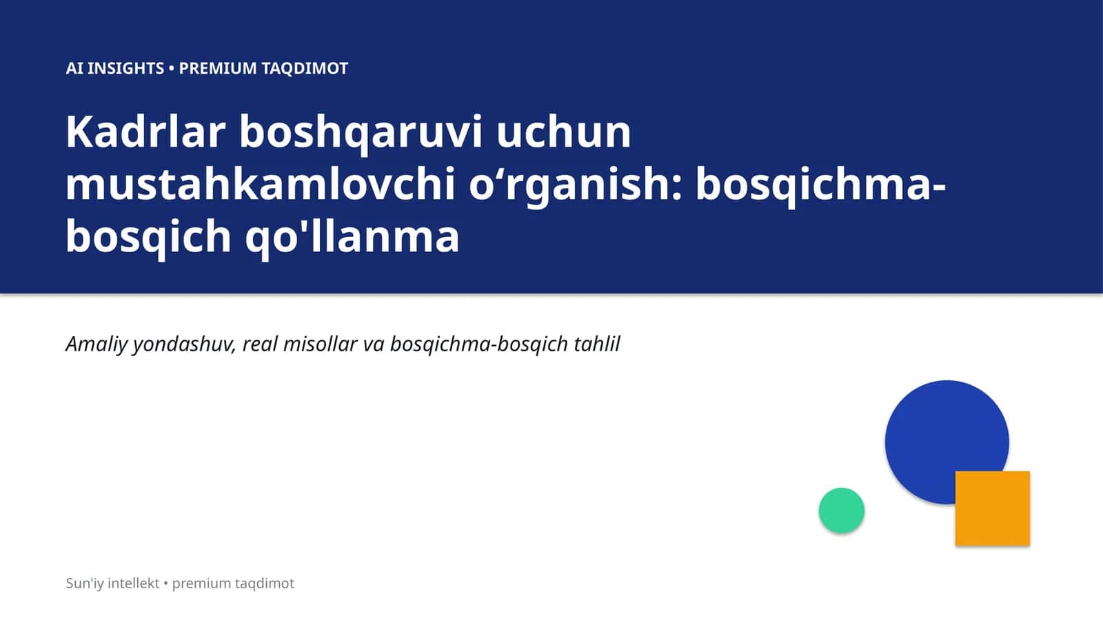 Kadrlar boshqaruvi uchun mustahkamlovchi oʻrganish: bosqichma-bosqich qo'llanma 1