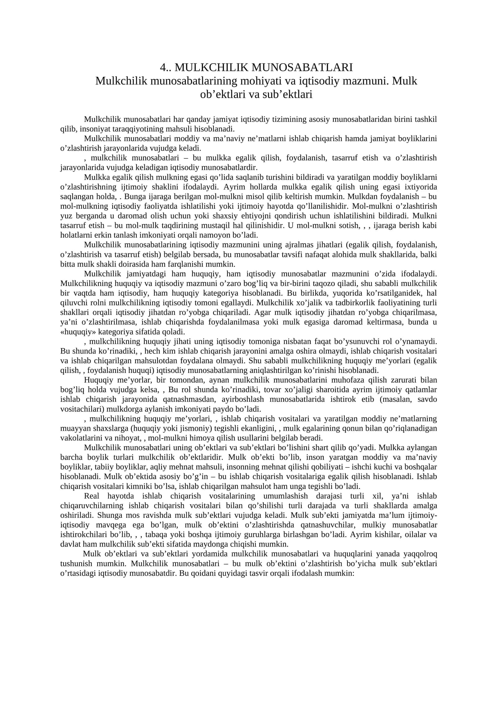 MULKCHILIK MUNOSABATLARI 1