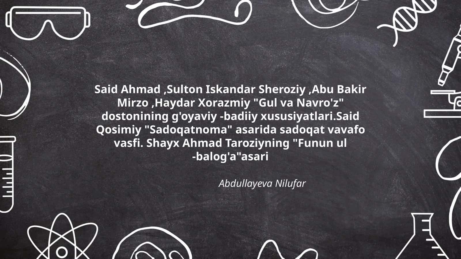 "Gul va Navro'z" dostonining g'oyaviy -badiiy xususiyatlari 1
