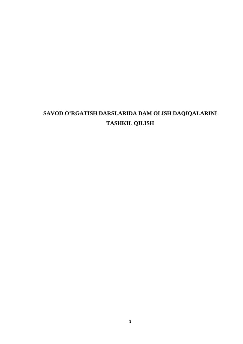 Savod O’rgatish Darslarida Dam Olish Daqiqalari 1
