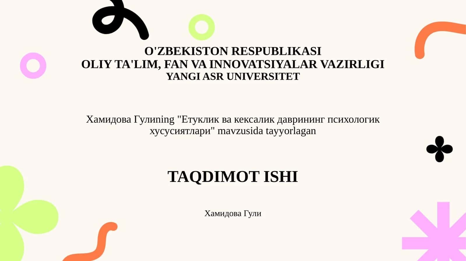 Етуклик ва кексалик даврининг психологик хусусиятлари 1